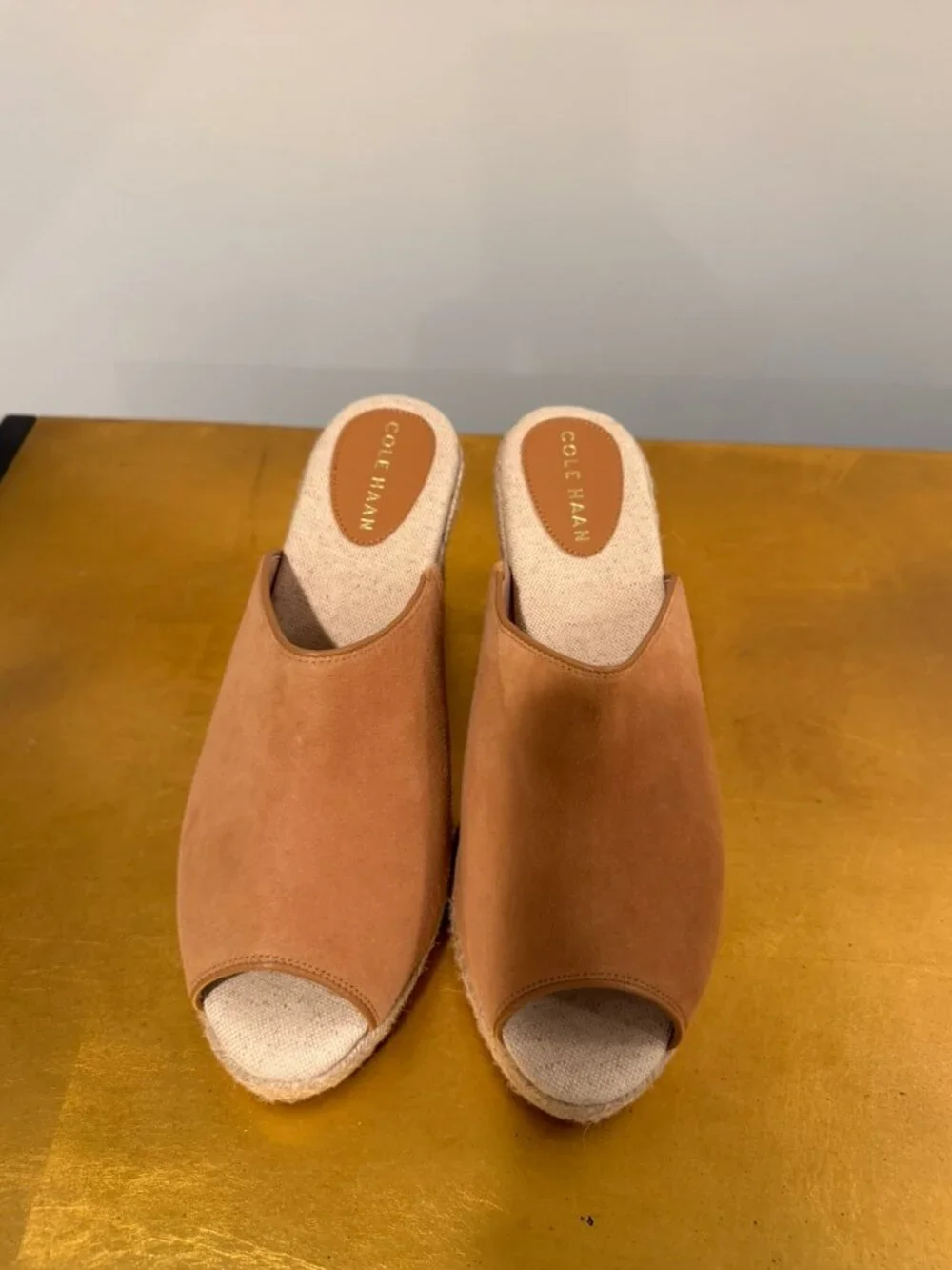 Tan Suede Espadrille Wedges